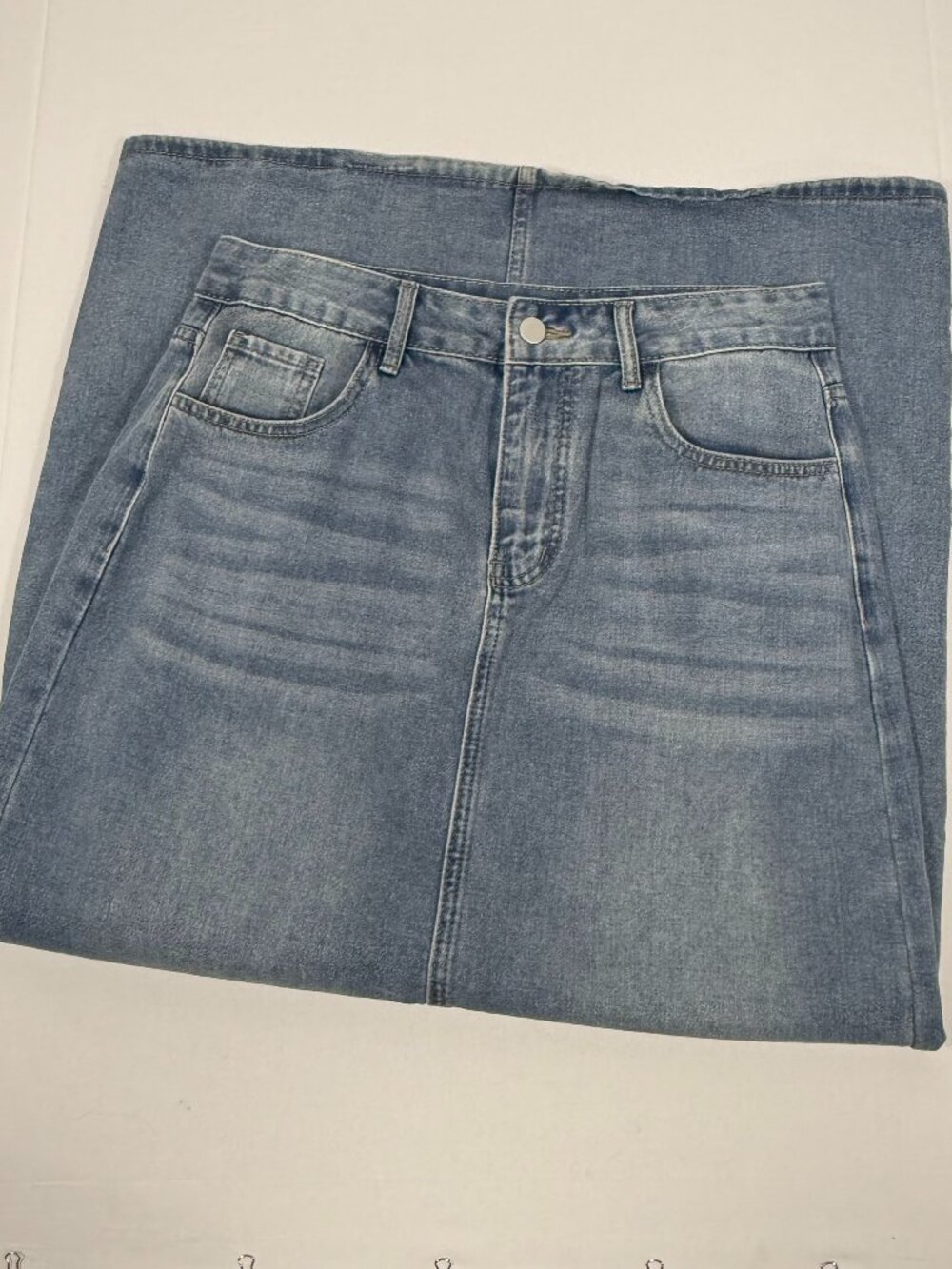NWT Petal + Pup Dana Blue Wash Cotton Denim Midi Skirt Size L 8